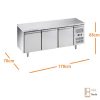 BAJO MOSTRADOR REFRIGERADO 3 PUERTAS - 1795MM. ACERO INOXIDABLE SERIE AMERICANA medidas